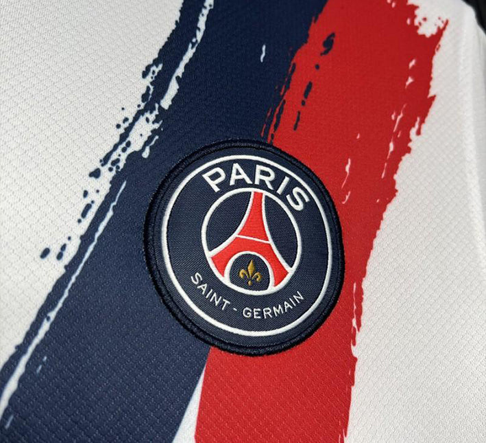 Koszulka Paris Saint-Germain Wyjazdowa Edycja Biała 2024-2025 detal tkaniny