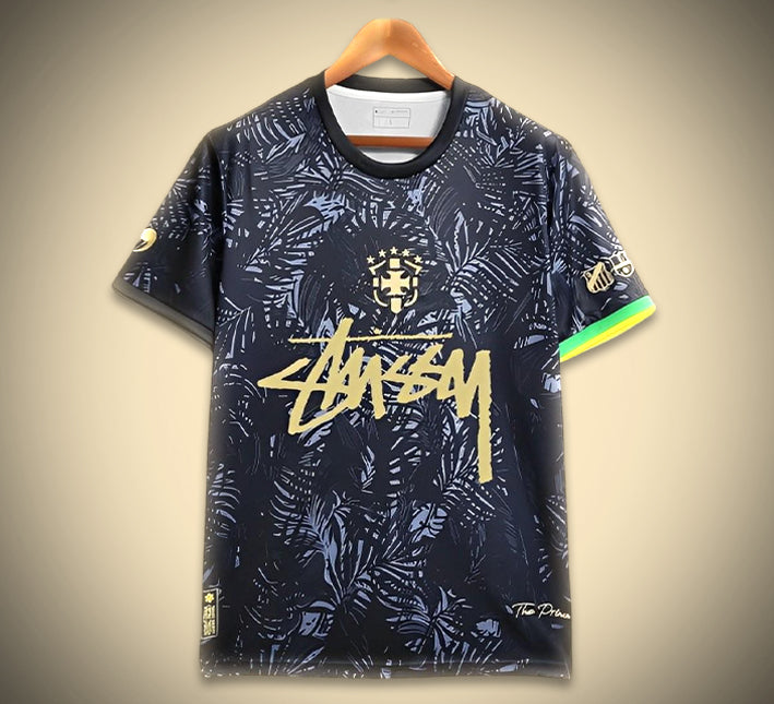 maillot-de-football-bresil-concept-edition-stussy-saison-2024-2025-style-streetwear Koszulka piłkarska Brazylia koncepcyjna edycja Stussy sezon 2024 2025 styl streetwear