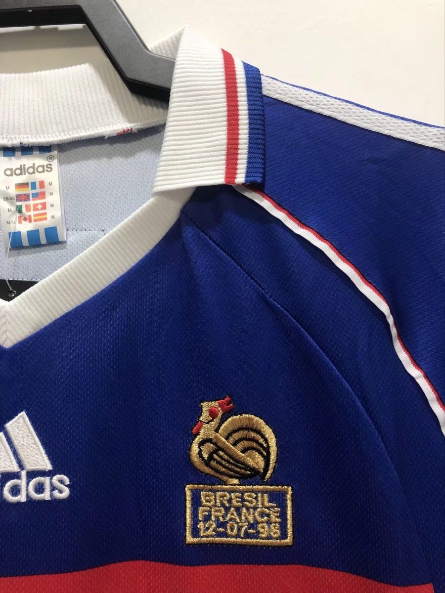 jersey-retro-france-1998-domicile-style-vintage-football Koszulka retro Francja 1998 domowa styl vintage piłka nożna