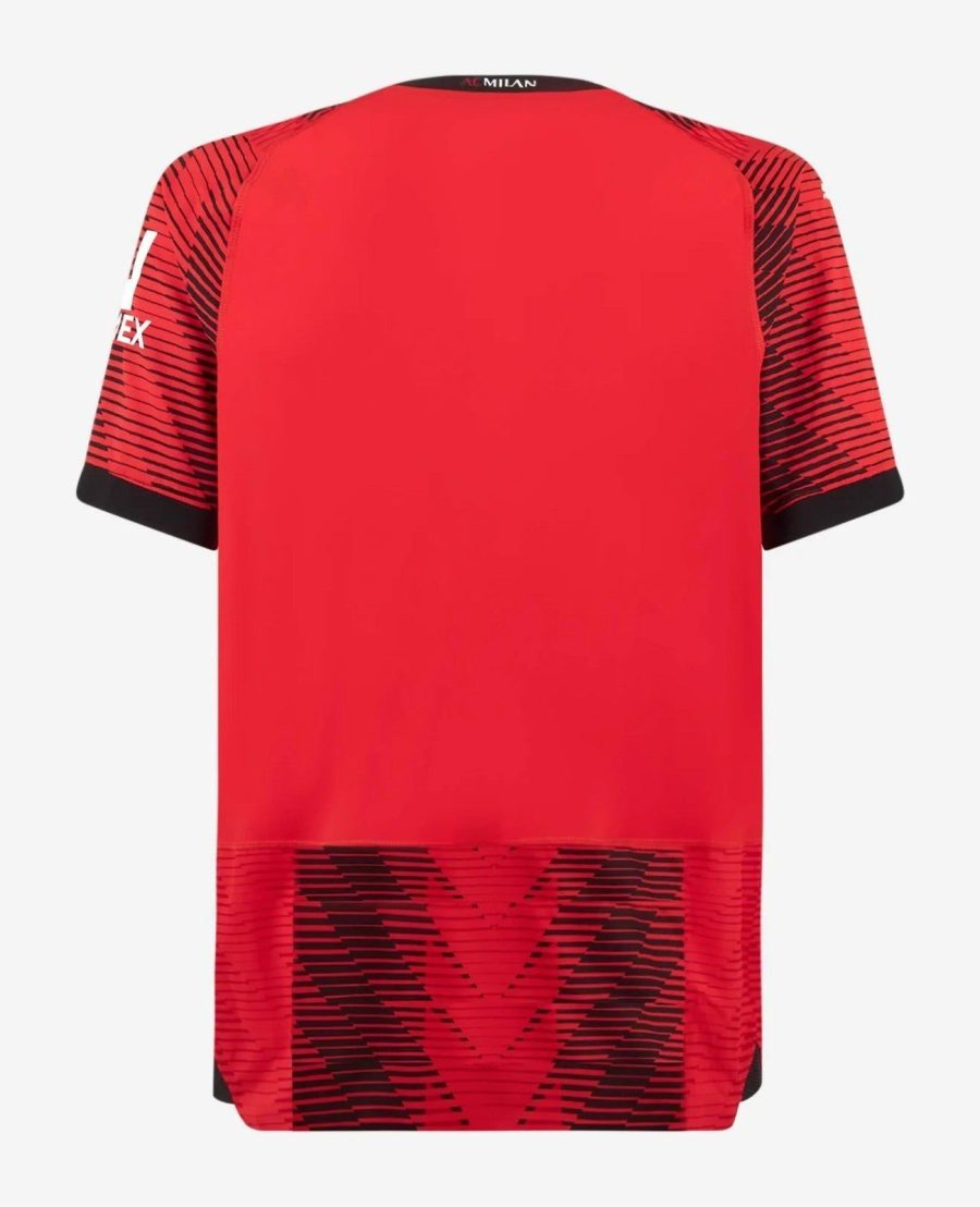 koszulka domowa AC Milan sezon 2023 2024 czerwono-czarne pasy