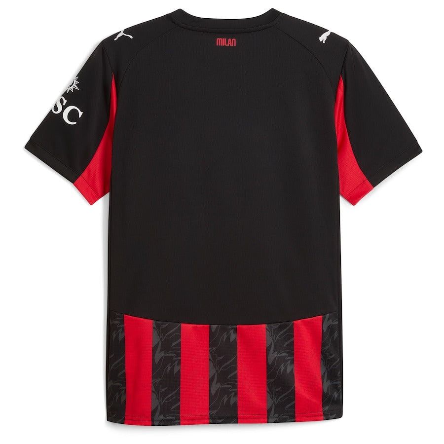 maillot-domicile-ac-milan-saison-2025-2026-rouge-et-noir-avec-ecusson-officiel koszulka domowa AC Milan sezon 2025 2026 czerwona i czarna z oficjalnym herbem