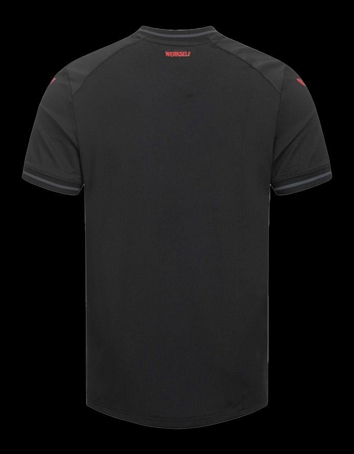 maillot-domicile-bayer-leverkusen-saison-2023-2024-rouge-et-noir-football Koszulka domowa Bayer Leverkusen sezon 2023 2024 czerwona i czarna piłka nożna