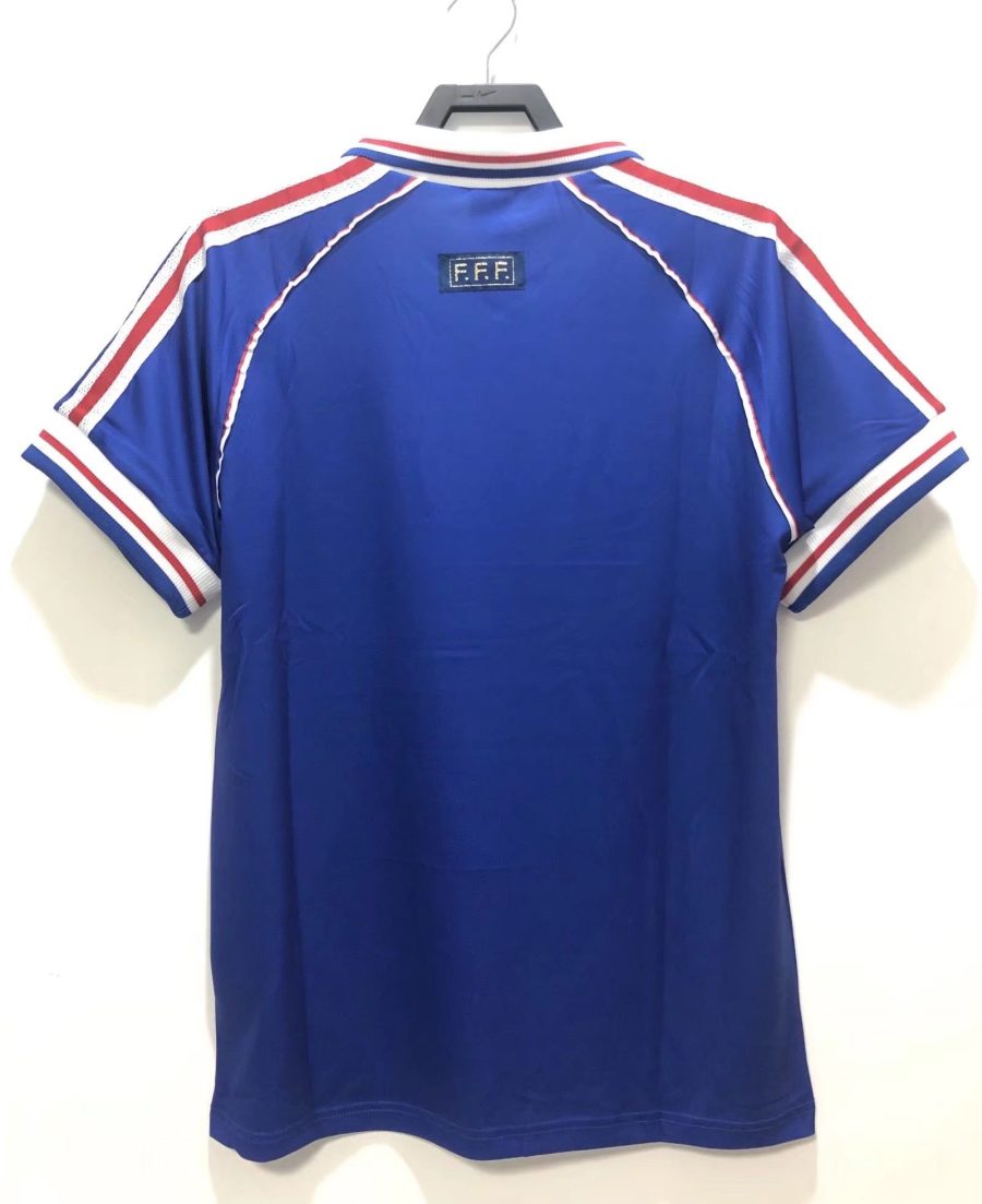 maillot-domicile-equipe-de-france-1998-bleu-avec-coq Koszulka domowa reprezentacji Francji 1998 niebieska z kogutem