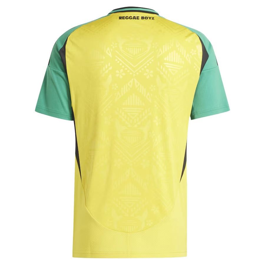 maillot-domicile-jamaique-2024-couleur-jaune-et-vert-pour-supporter-les-reggae-boyz koszulka domowa Jamajka 2024 w kolorze żółtym i zielonym dla kibiców Reggae Boyz