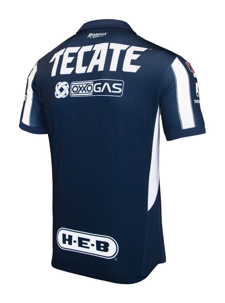 maillot-domicile-rayados-monterrey-saison-2024-2025-jersey-football-raye-bleu-blanc koszulka domowa Rayados Monterrey sezon 2024 2025 koszulka piłkarska w paski niebiesko-białe