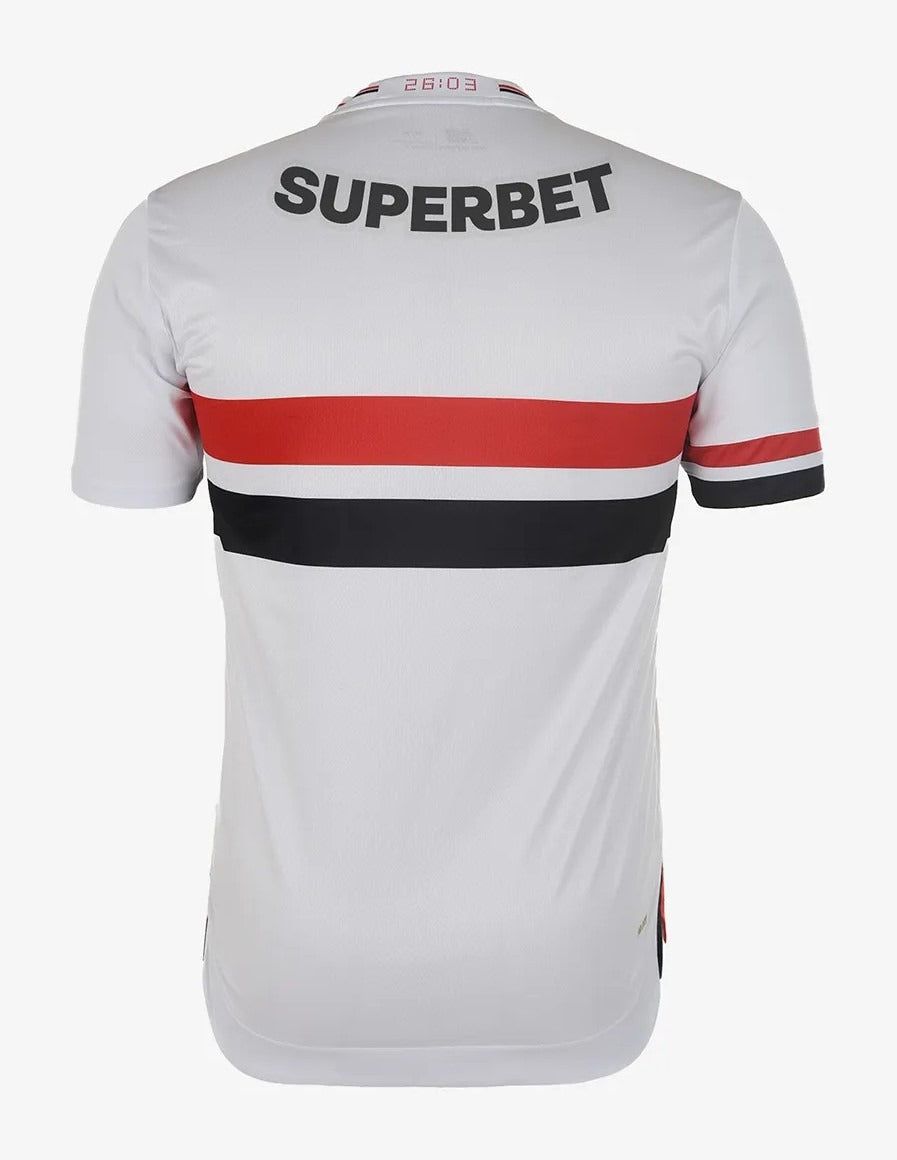 maillot-domicile-sao-paulo-fc-saison-2025-jersey-officiel-blanc-rouge-noir Koszulka domowa Sao Paulo FC sezon 2025 oficjalny jersey biały czarny czerwony
