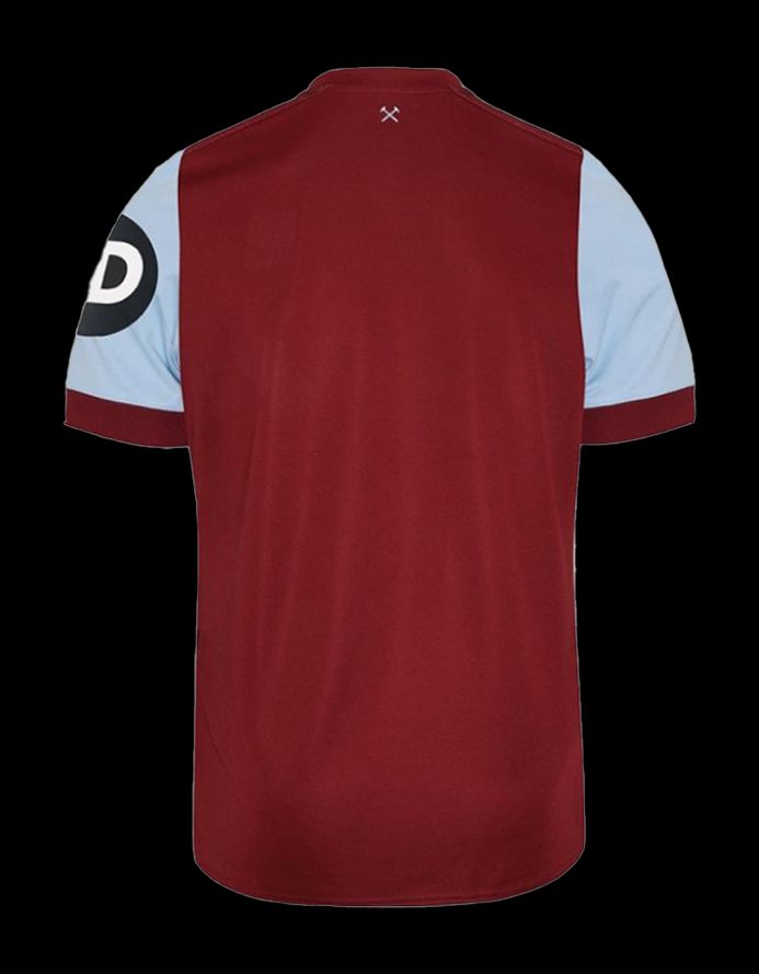 maillot-domicile-west-ham-united-fc-saison-2023-2024-tenue-officielle-bordeaux-et-bleu-ciel koszulka domowa West Ham United FC sezon 2023 2024 oficjalny strój bordowo-błękitny