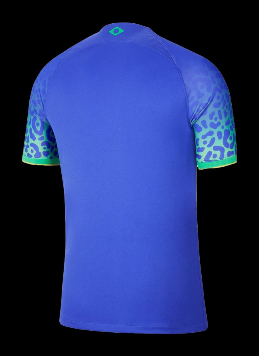 maillot-exterieur-du-bresil-coupe-du-monde-2022-tenue-officielle-jaune-et-vert koszulka wyjazdowa Brazylii Mundial 2022 oficjalny strój żółto-zielony