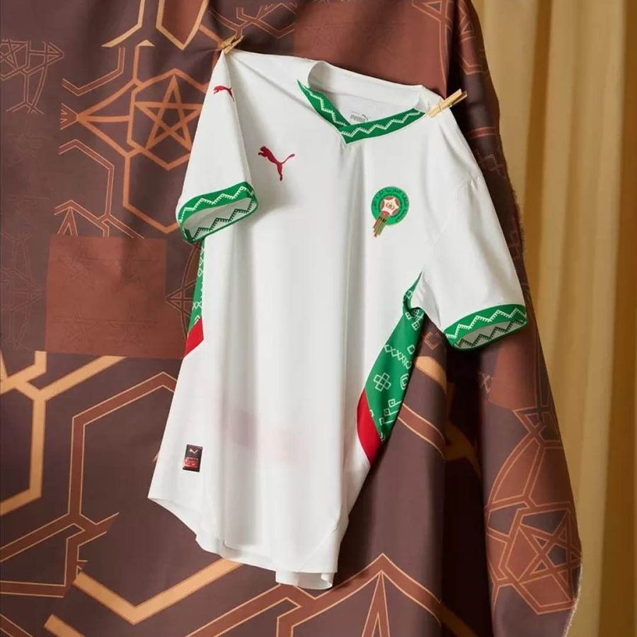 maillot-exterieur-equipe-du-maroc-saison-2024-2025-rouge-et-vert koszulka wyjazdowa reprezentacji Maroka sezon 2024 2025 czerwono-zielona