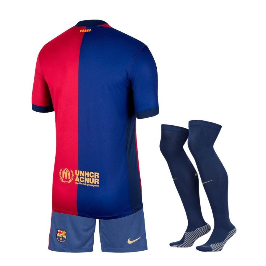 strój dziecięcy FC Barcelona koszulka domowa sezon 2024 2025