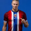 oficjalny strój Norwegia domowy 2024 koszulka czerwona dla kibiców Wikingów