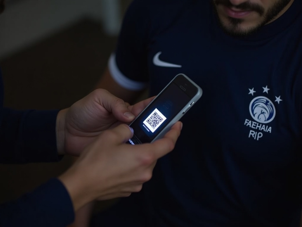 Skan kodu QR autentyczności na koszulce reprezentacji Polski