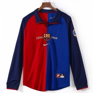 Koszulka Barcelona Domowa 1999-2000 Retro Długi Rękaw