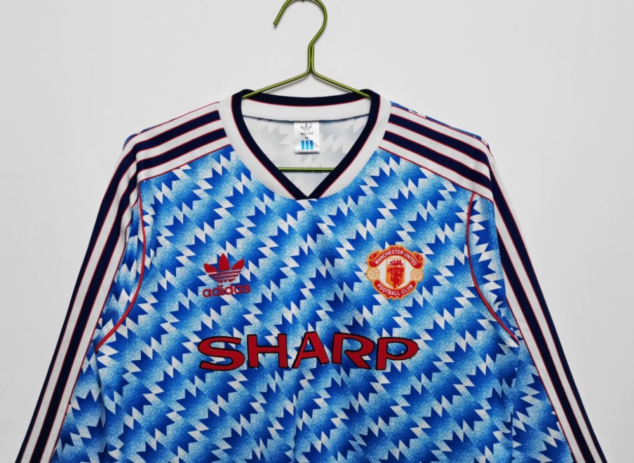 Koszulka Manchester United 1991/92 Wyjazdowa Długie Rękawy