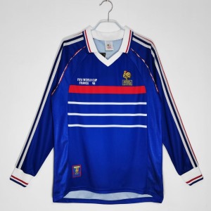 Koszulka Francja Domowa Retro 1998 Długie Rękawy