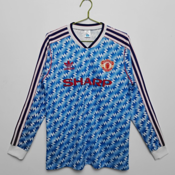 Koszulka Manchester United 1991/92 Wyjazdowa Długi Rękaw