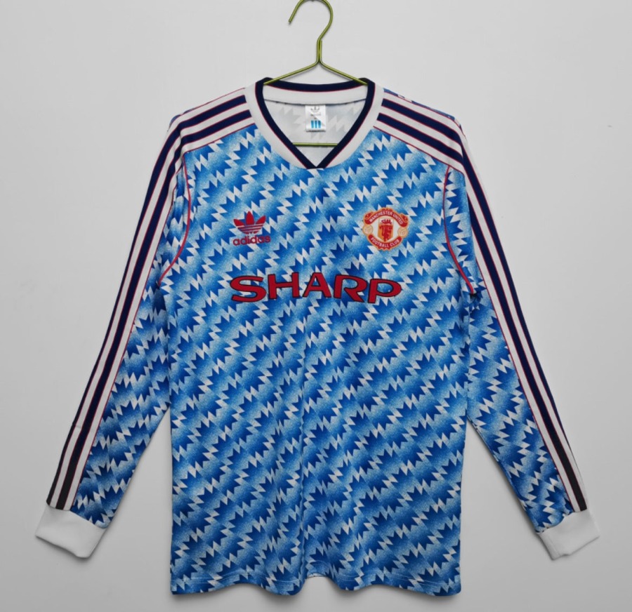 Koszulka Manchester United 1991/92 Wyjazdowa Długie Rękawy