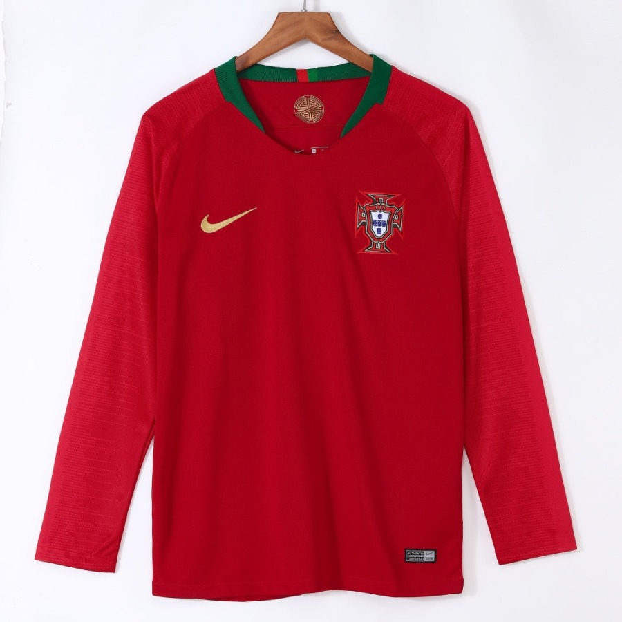 Koszulka Portugalia Domowa Długie Rękawy 2018 Retro