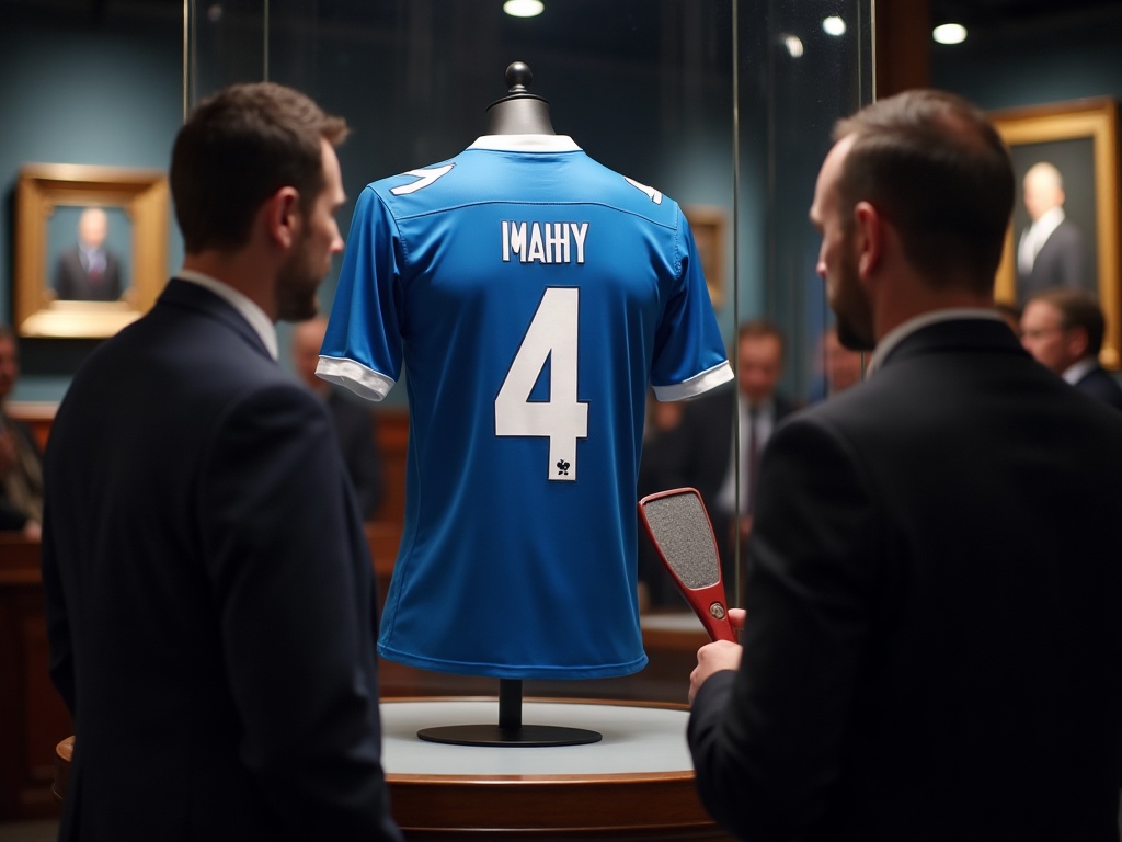 Koszulka piłkarska w ramie podczas aukcji memorabiliów sportowych