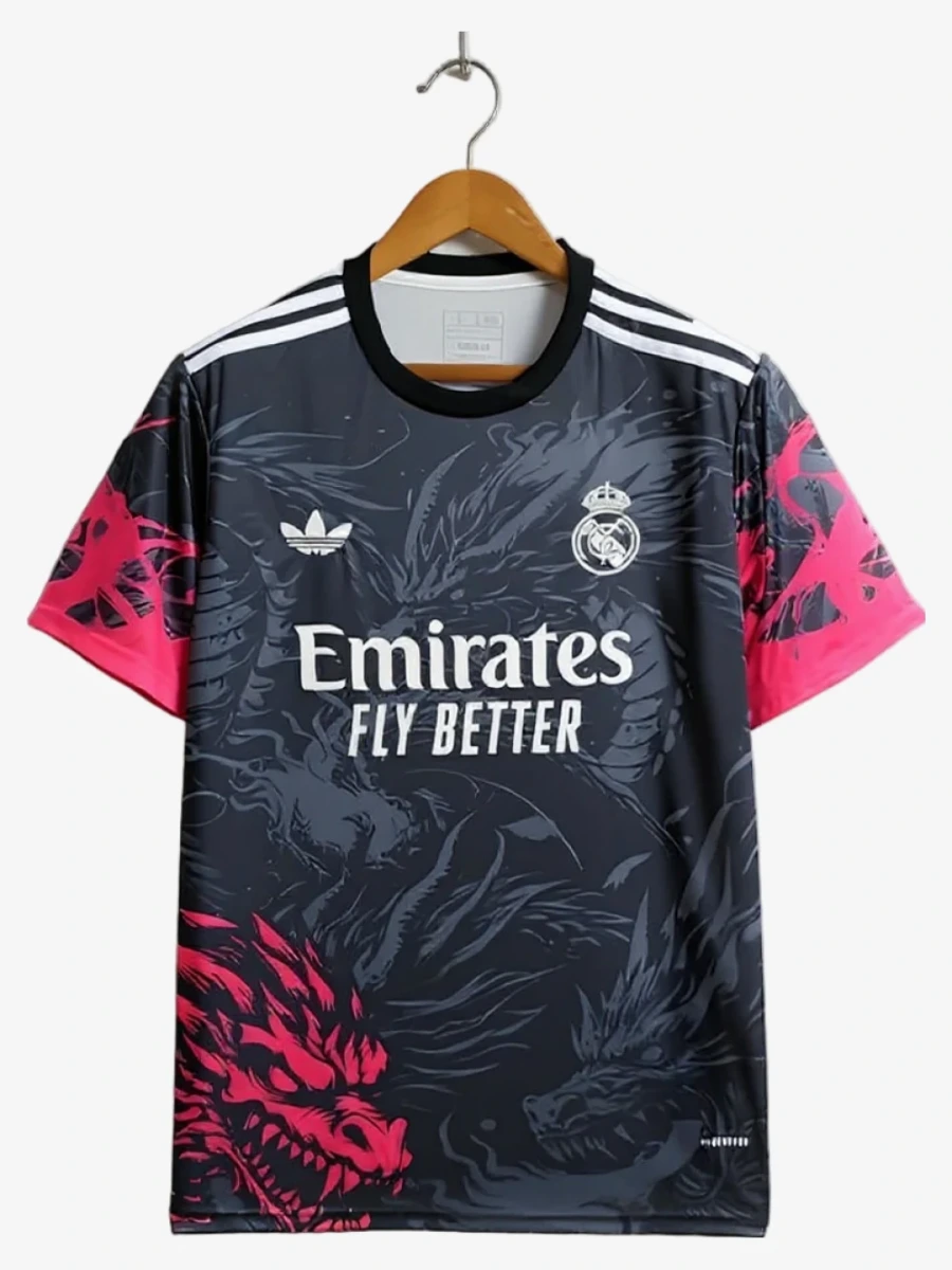 maillot-concept-real-madrid-edition-dragon-rougenoir-2024-2025 studio v12 Koszulka Concept Real Madryt Edycja Dragon Czerwono-Czarna 2024-2025