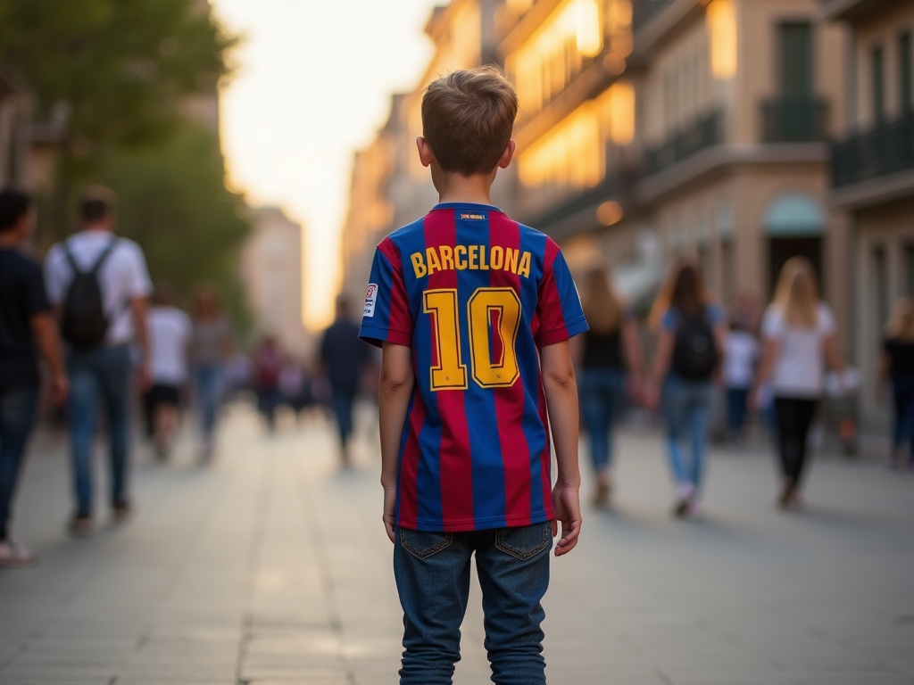 Kibic noszący koszulkę Barcelony 2026-2027 w stylu streetwear